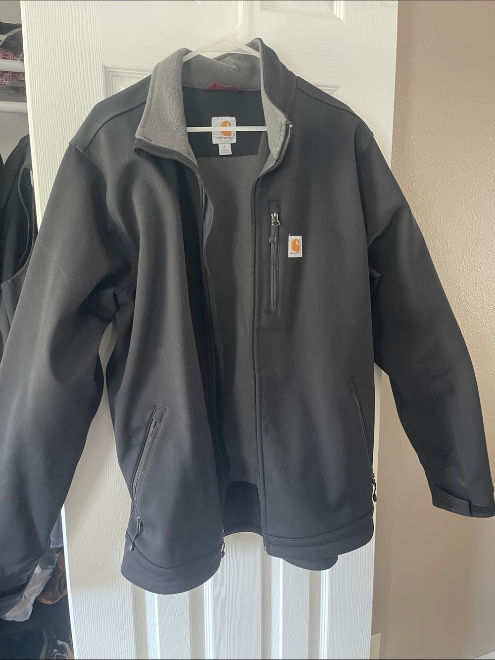 Carhartt Black Softshell Jacket with Gray Fleece Lining